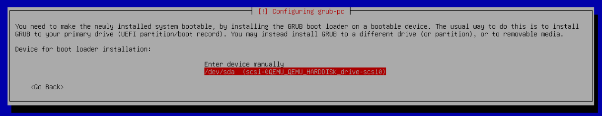 image configure grub-pc